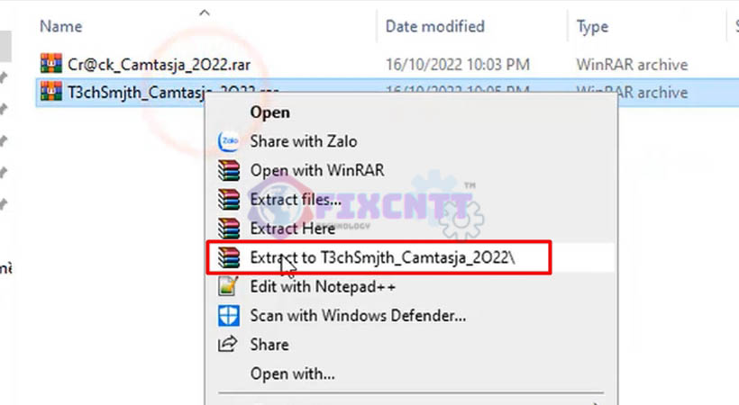 Giải nén file cài đặt