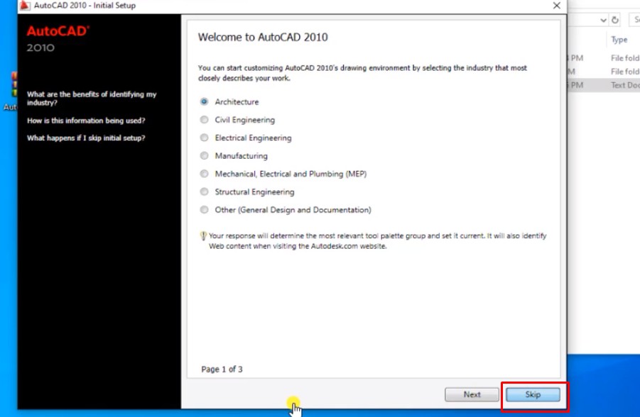Autocad 2010 Full Crack: Hướng Dẫn Bạn Cài Đặt 19 Bấm Skip