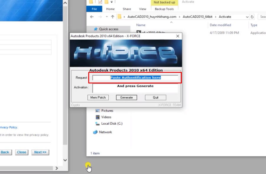 Autocad 2010 Full Crack: Hướng Dẫn Bạn Cài Đặt 25 Paste vào ô như hình