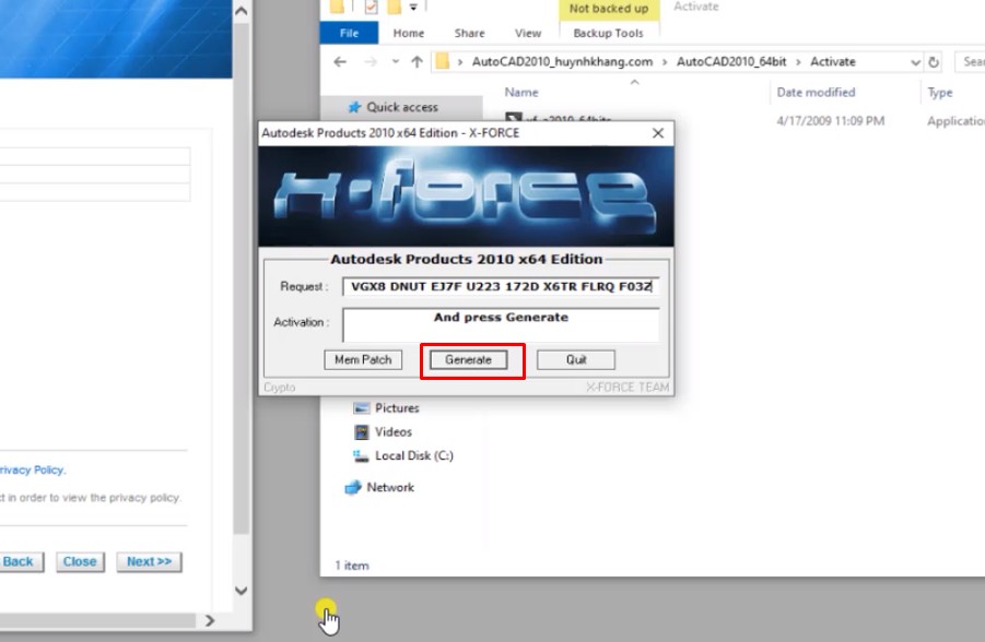 Autocad 2010 Full Crack: Hướng Dẫn Bạn Cài Đặt 26 Bấm vào Generate