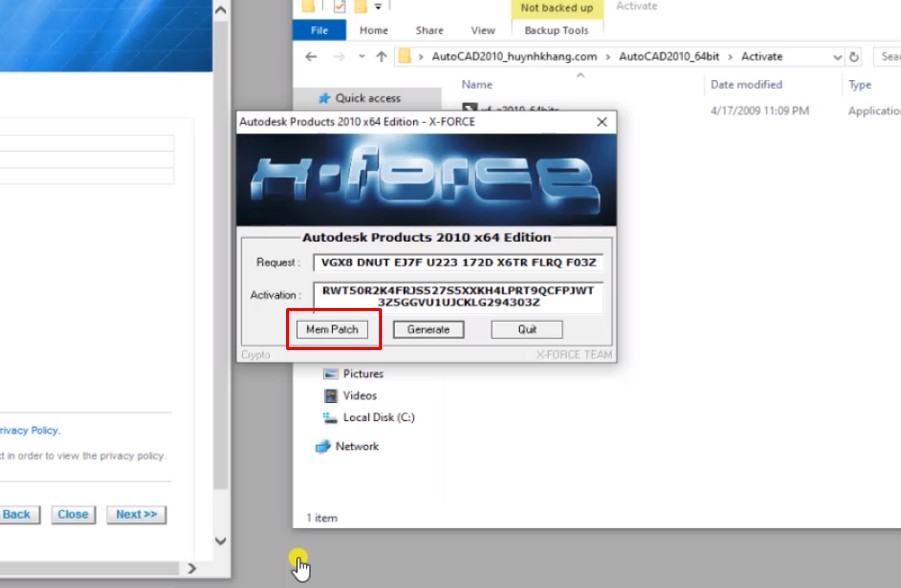 Autocad 2010 Full Crack: Hướng Dẫn Bạn Cài Đặt 27 Bấm vào Mem Patch
