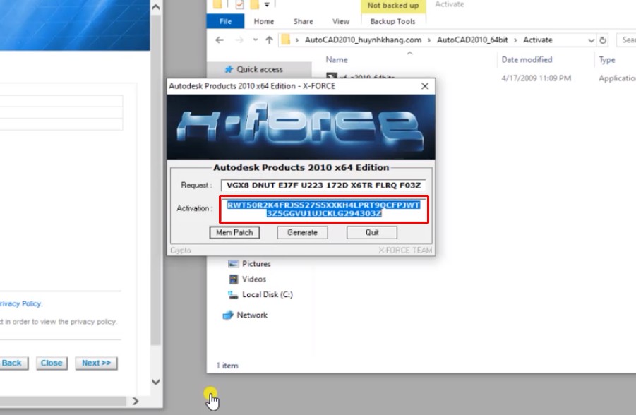 Autocad 2010 Full Crack: Hướng Dẫn Bạn Cài Đặt 29 Copy Activation như hình