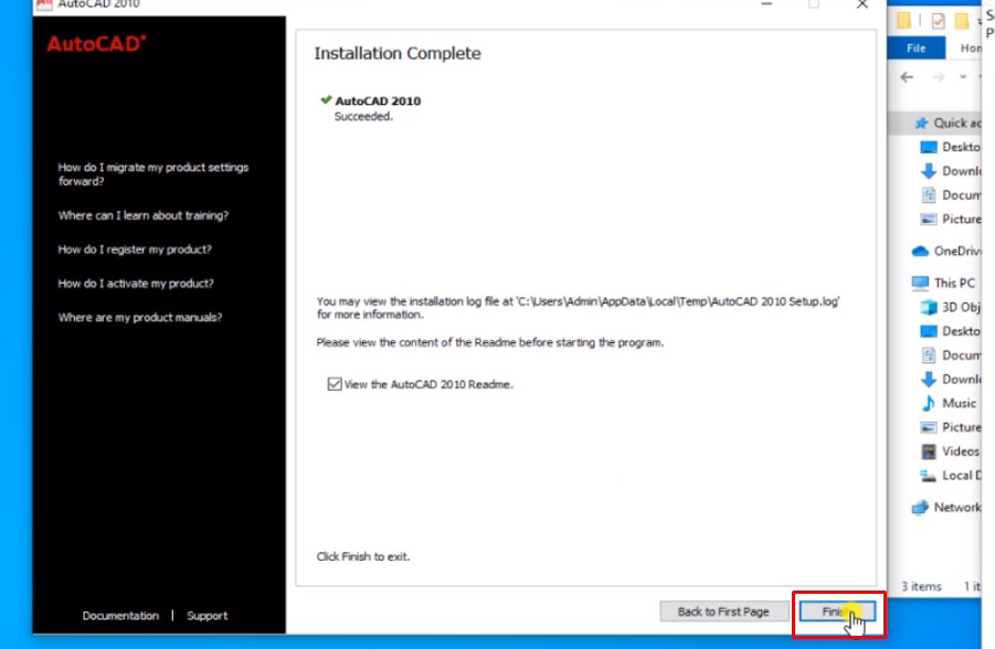 Autocad 2010 Full Crack: Hướng Dẫn Bạn Cài Đặt 18 Bấm finish