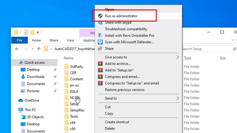 Tải AutoCad 2017 Và Hướng Dẫn Setup Chi Tiết 11 Chuột phải file setup và chọn Run as admin