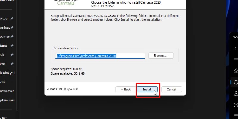 Camtasia 2020: Tải, Cài Đặt & Hướng Dẫn Kích Hoạt 14 Bấm Install và hoàn tất quá trình cài đặt