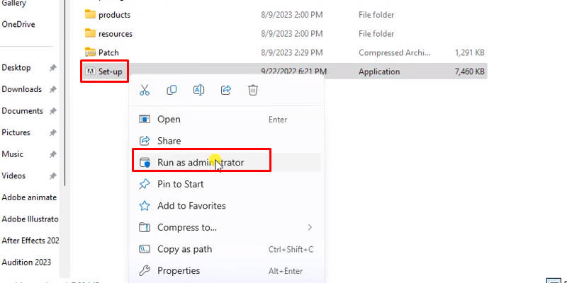 Tải Encoder 2023 Miễn Phí - Cài Đặt Nhanh Chóng 11 chuột phải file setup và chọn run as admin