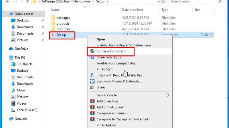 Adobe InDesign 2025: Hướng Dẫn Cài Rất Dễ 11 Chạy file Set-up bằng Admin