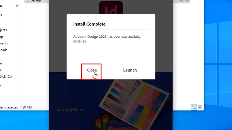 Adobe InDesign 2025: Hướng Dẫn Cài Rất Dễ 13 Bấm vào Close