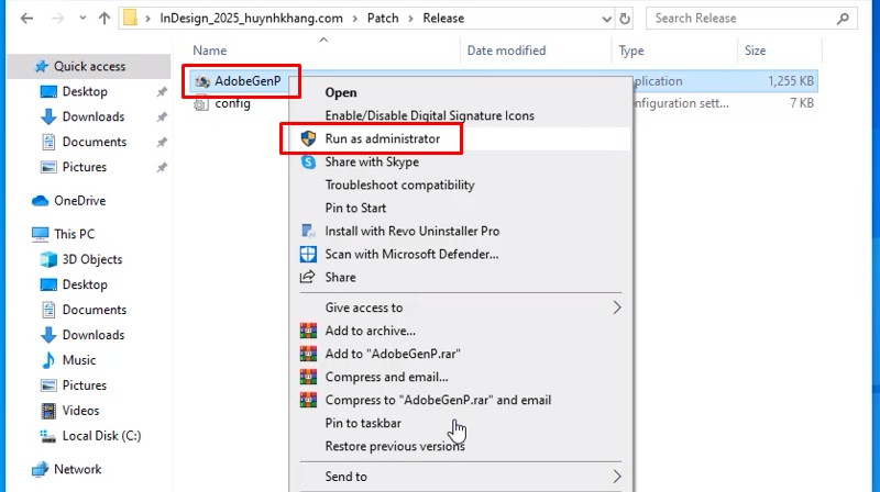 Adobe InDesign 2025: Hướng Dẫn Cài Rất Dễ 16 Chạy file AdobeGenP bằng Admin