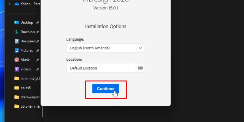 Tải InDesign 2020 & Hướng Dẫn Cài Đặt Chi Tiết 14 bấm continue
