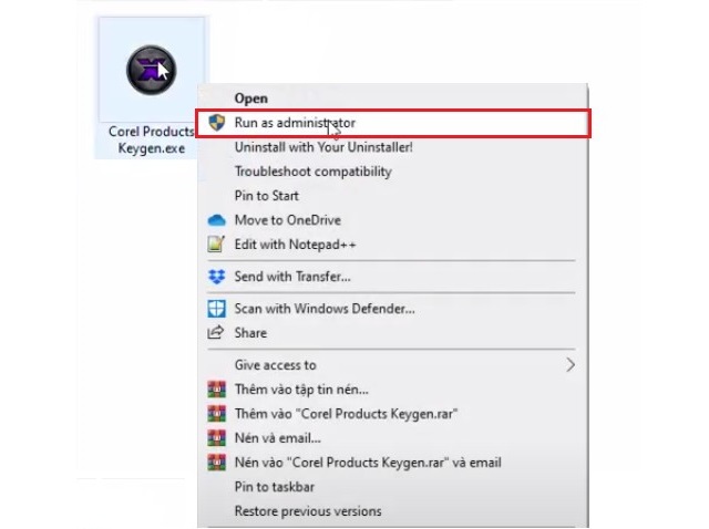 Khởi động file Crack phần mềm