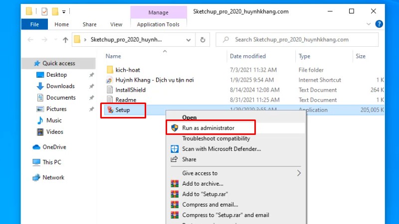 Sketchup 2020: Chỉ Bạn Cài Đặt Chi Tiết 11 Chuột phải file Setup và chọn Run as admin