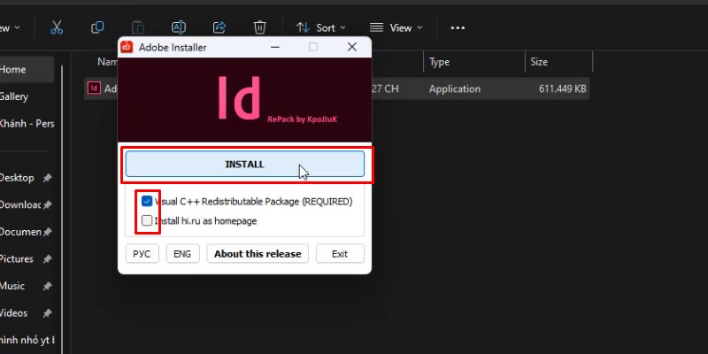 Tải InDesign 2020 & Hướng Dẫn Cài Đặt Chi Tiết 13 tích như hình và bấm Install